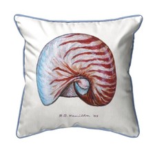 Betsy Drake Nautilus Shell Small Indoor Outdoor Pillow 12x12