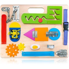 Montessori Busy Board for Toddlers, Wooden Sensory Toys, Preschool Learning A...