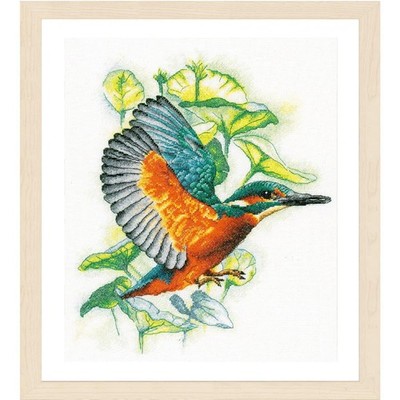 Lanarte counted cross stitch kit ''Animals Flying Kingfisher Evenweave fabric'', 3