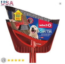 Pet Pro Corner Broom w/ Step-On Dust Pan Dual Bristle Hands-Free Hair Cleaner