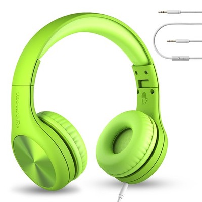 Connect+ Pro Wired Kids Headphones For School With Mic Volume Limiting Green