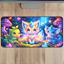 Cute Fantasy Creatures Desk Mat 16x32 Kawaii Anime Mouse Pad XL Non-Slip