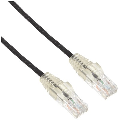 2 m CAT6 Cable - Slim CAT6 Patch Cord - Black - Snagless RJ45 Connectors - Gigab
