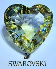 💛 Swarovski Crystal *ARTIST SIGNED* 2004 Yellow Anna Ballet Shoe Heart Figurine