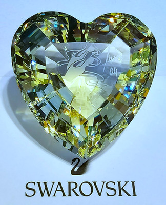   Swarovski Crystal *ARTIST SIGNED* 2004 Yellow Anna Ballet Shoe Heart Figurine