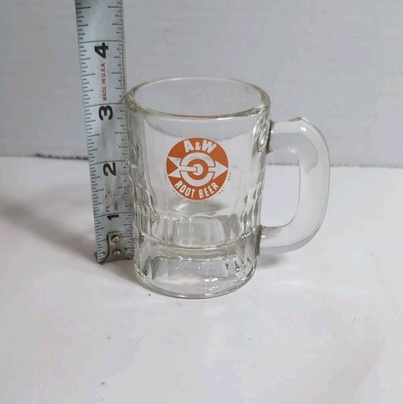 Vintage A & W ROOT BEER Heavy GLASS MUG Bullseye Arrow Logo | eBay