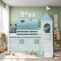 Hochbett 90X200 Kinderbett Mit Rutsche Turm Tunnel Stockbett GrüN Homestyle4U