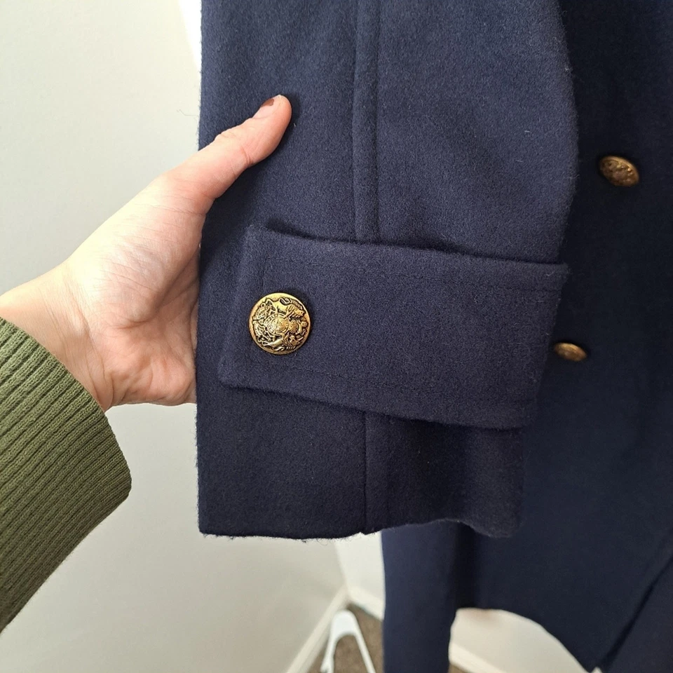 Vintage Maurices Wool Long Trench Pea Classic Gold Button Coat Size 2XL - Image 4 of 4