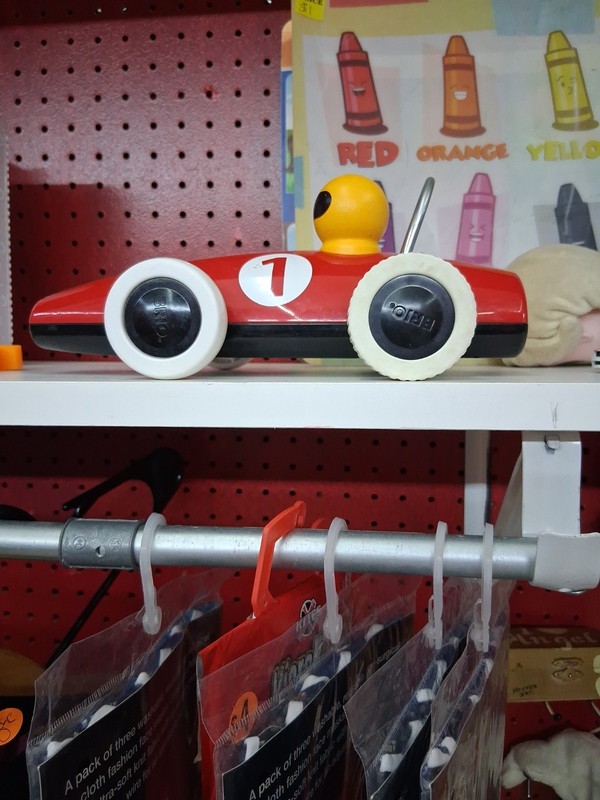 Vintage Brio Wooden Toy Race Car Made In Sweden Red EXCELLENT Condition!!