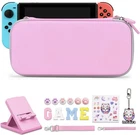 Case for Nitendo Switch, 16 in 1 Switch Accessories Bundles Pink-Grey Splicing