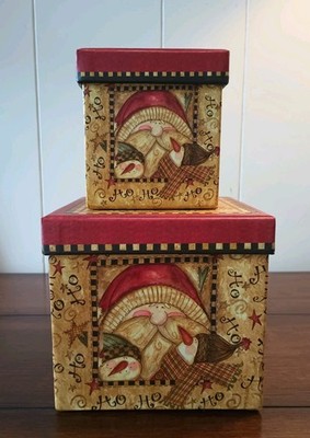 Paper Images 2 Holiday Gift Stacking Boxes Santa 2006 Pat Yuille Applejack Art 