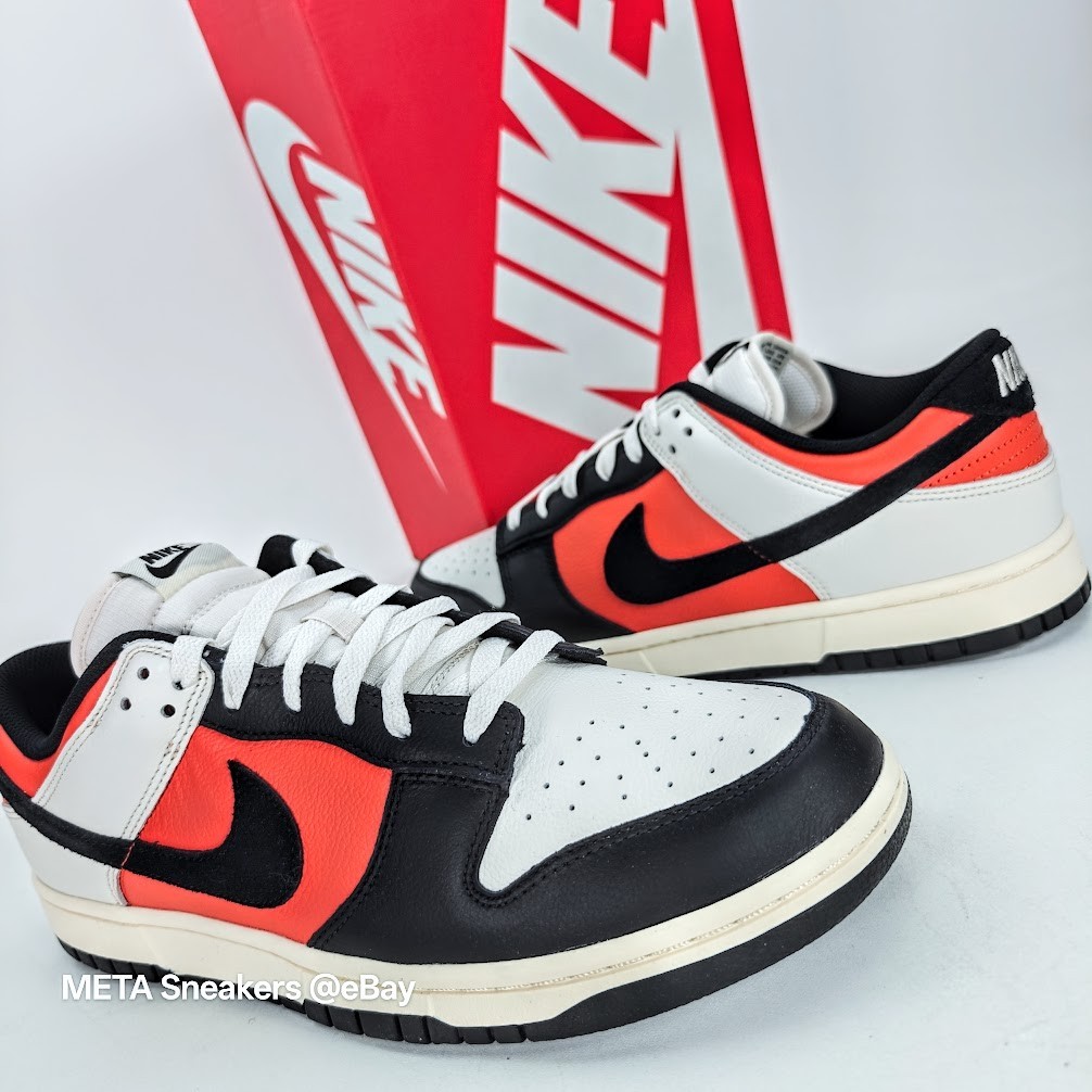 Nike Dunk Low US 12 Men's Ivory/Black/Orange Leather Vtg Retro