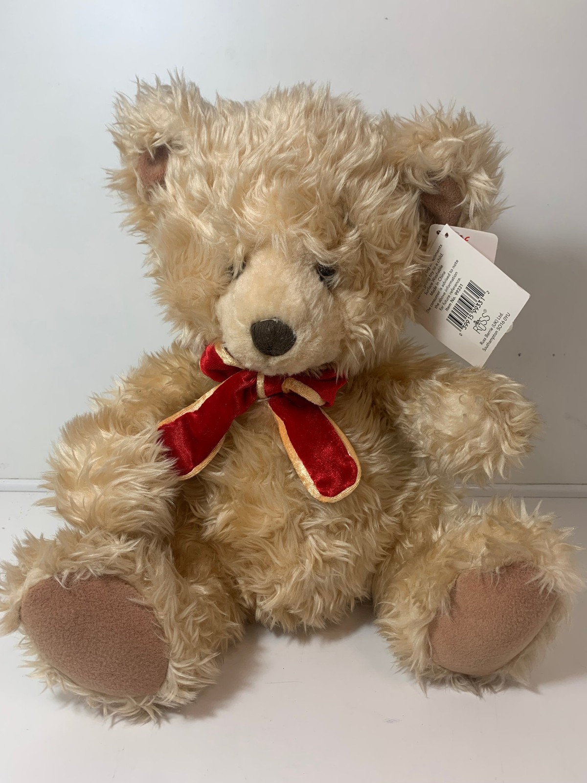 Russ Bear Plush Teddy 33cm with Red Ribbon NEW (Other)