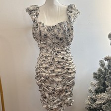 PrettyLittleThing Black and White Floral Mini Dress Size 10