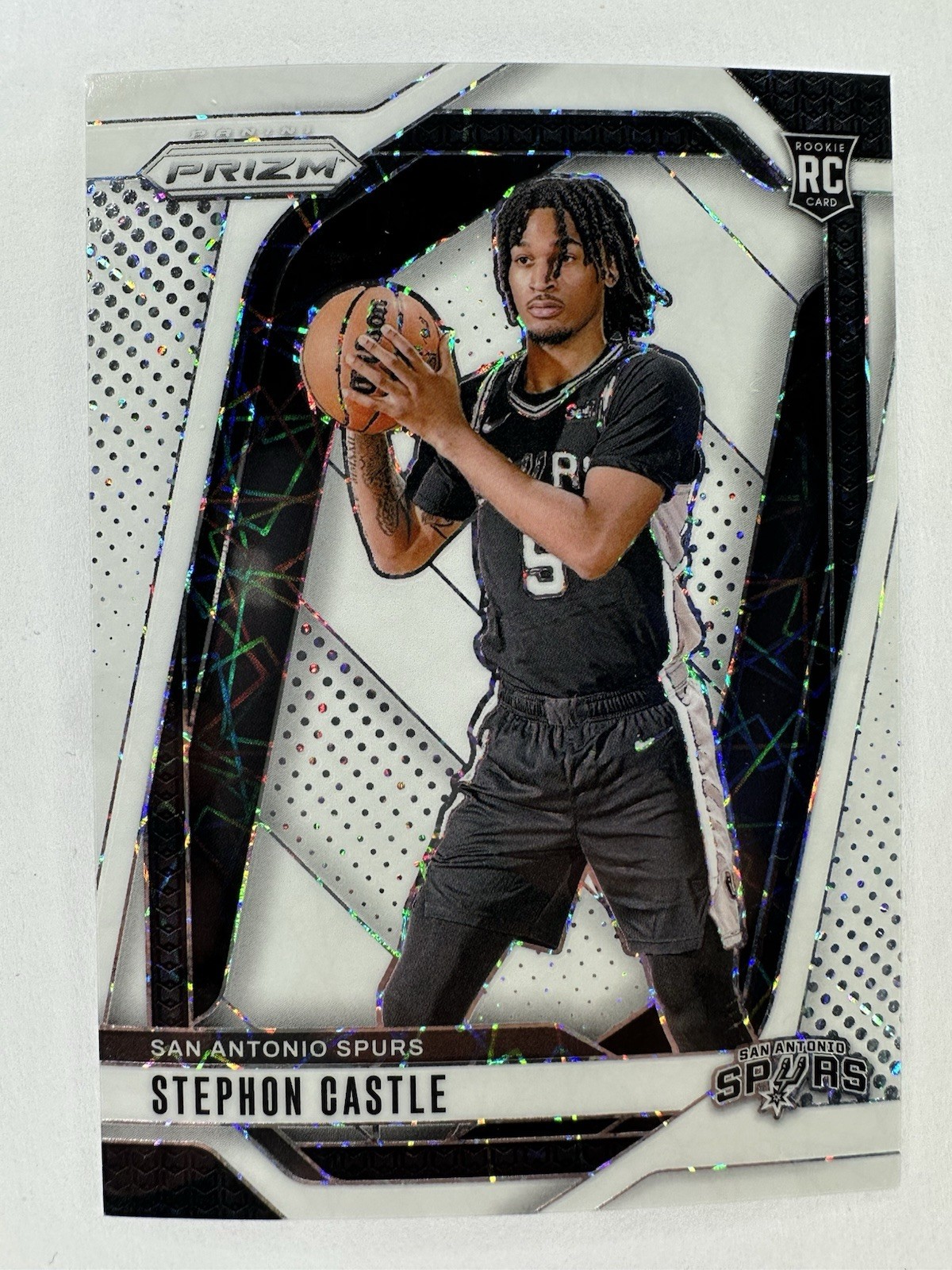 Stephon Castle 2024-25 Panini Prizm /275 White Lazer Prizm RC #234 Spurs