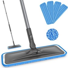 Microfibre Mops for Cleaning Floors: Flat Floor Mop with 4 Washable Pads Wet Dry