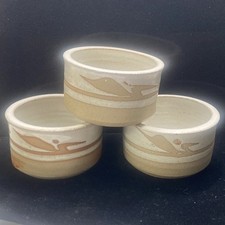 Lot Of 3 - LACOCK POTTERY  Bird Small Bowls Cups - Made UK 3 3/8 X 1 7/8 in Vtg