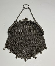 Antique Victorian Sterling Silver Mesh Purse for Chateline