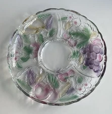 Misaka Garden 4 Compartment Glass Divided Crystal Platter 14” Scalloped Edge
