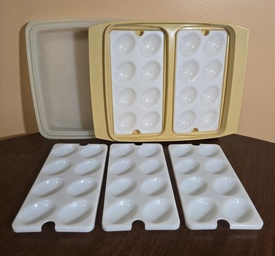 Tupperware Deviled Egg Carrier Keeper w/ Lid + 5 Trays (Holds More!) Vintage USA