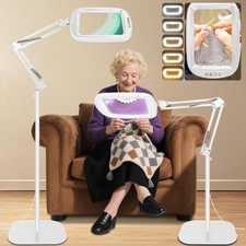 Floor Magnifying Glass 30X 10X LED Light Stand Adjustable White Extra Large Lamp
