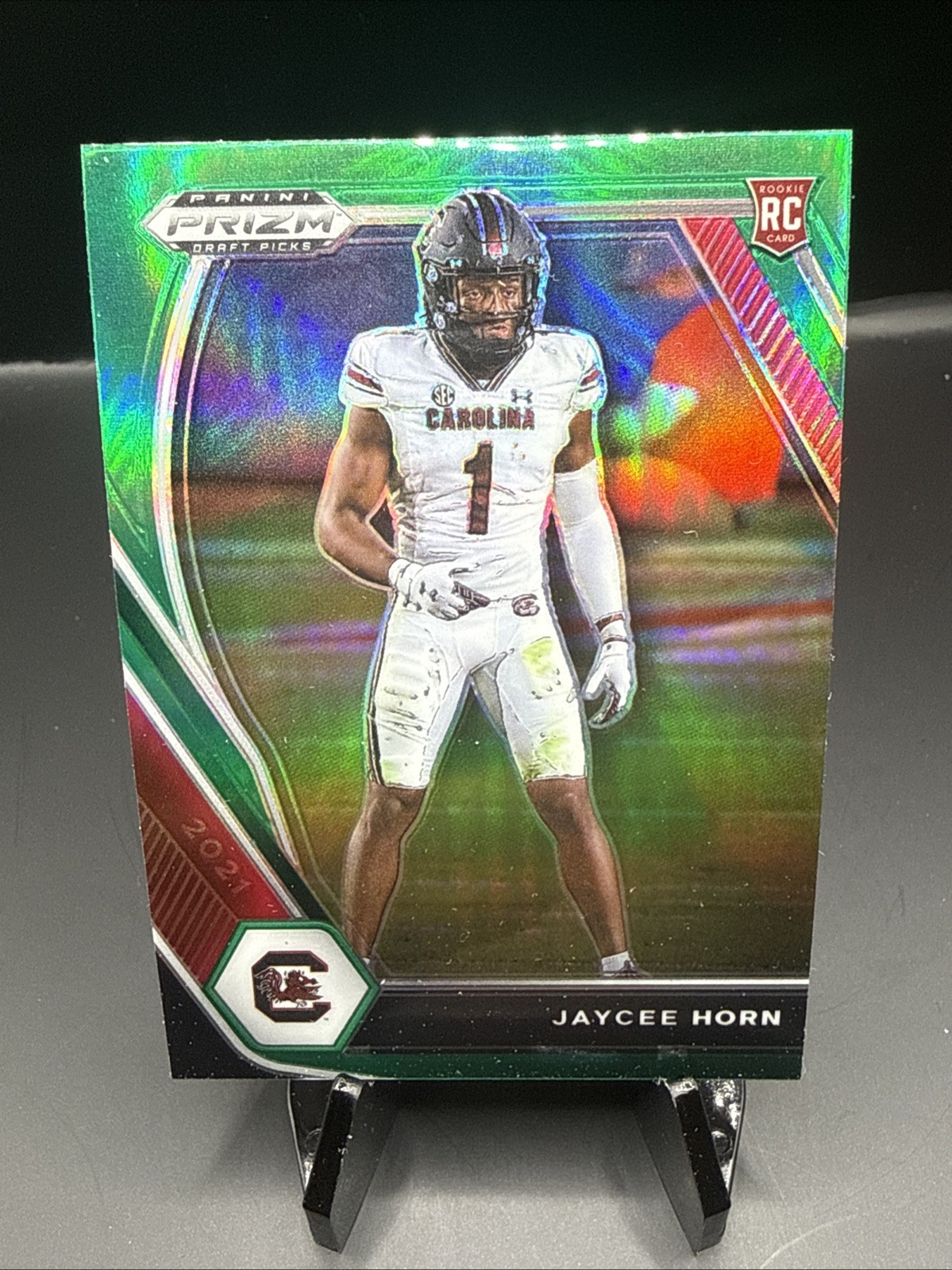 2021 Prizm Draft Picks Collegiate Green #142 Jaycee Horn South Carolina