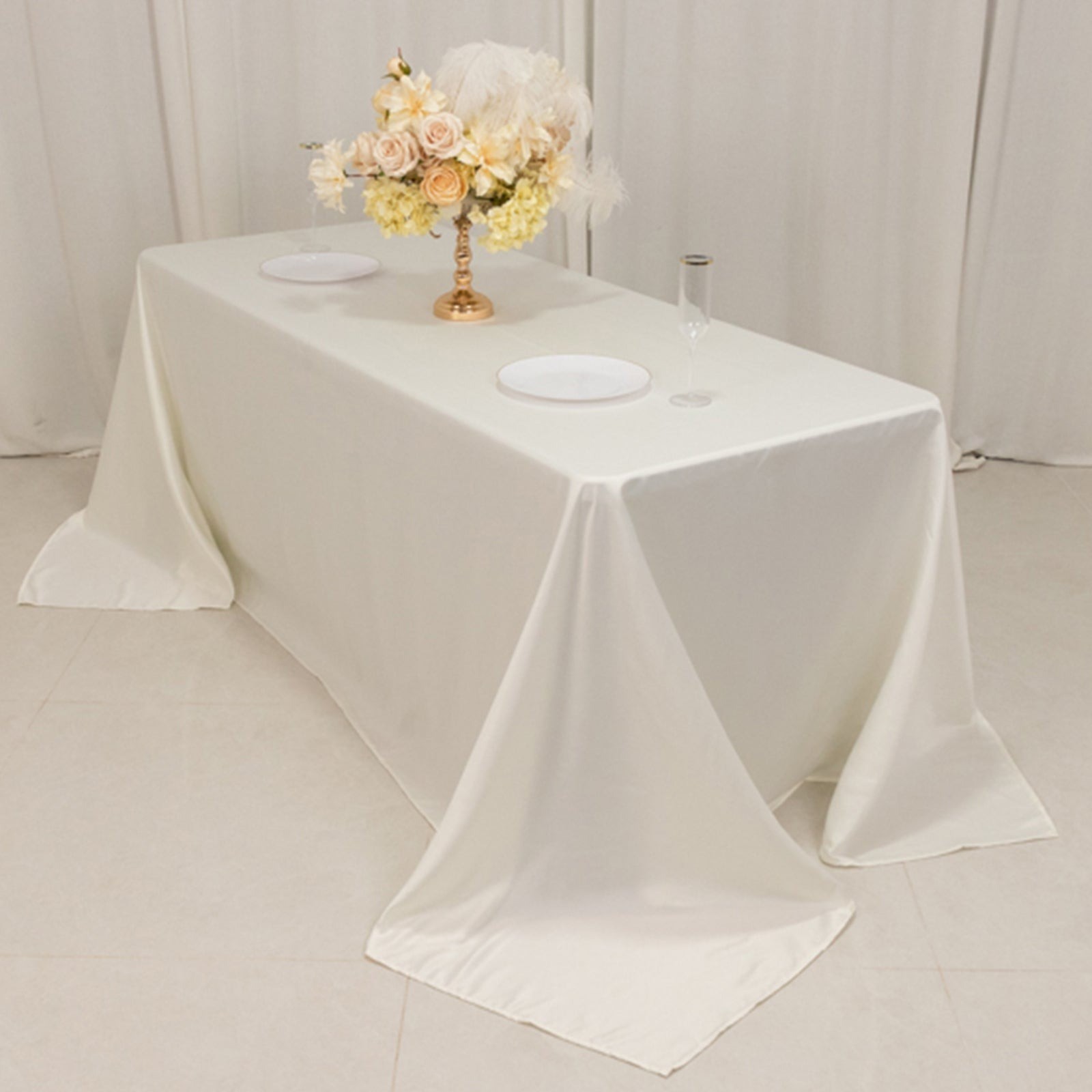IVORY 90x132" RECTANGLE Lamour Satin TABLECLOTH Wedding Part