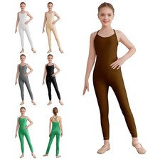 Kids Girls Leotard Cycling Jumpsuit Full Body Unitard Workout Bodysuit Ballet