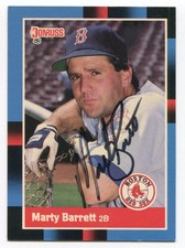 1988 Donruss Marty Barrett Signed Card Baseball Autographed Auto #276