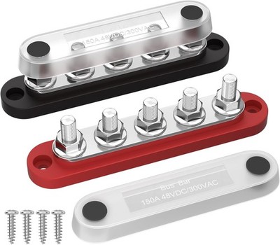DaierTek Power Distribution Block with Cover Mini 5 x 1/4'' 5M6, red or black 