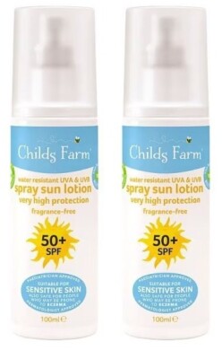2 x Kinder Bauernhof Sonnenschutz Spray. Empfindliche Haut. LSF 50. Wasserdicht. 100 ml