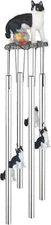 23" Black And White Cat Round Top Wind Chime