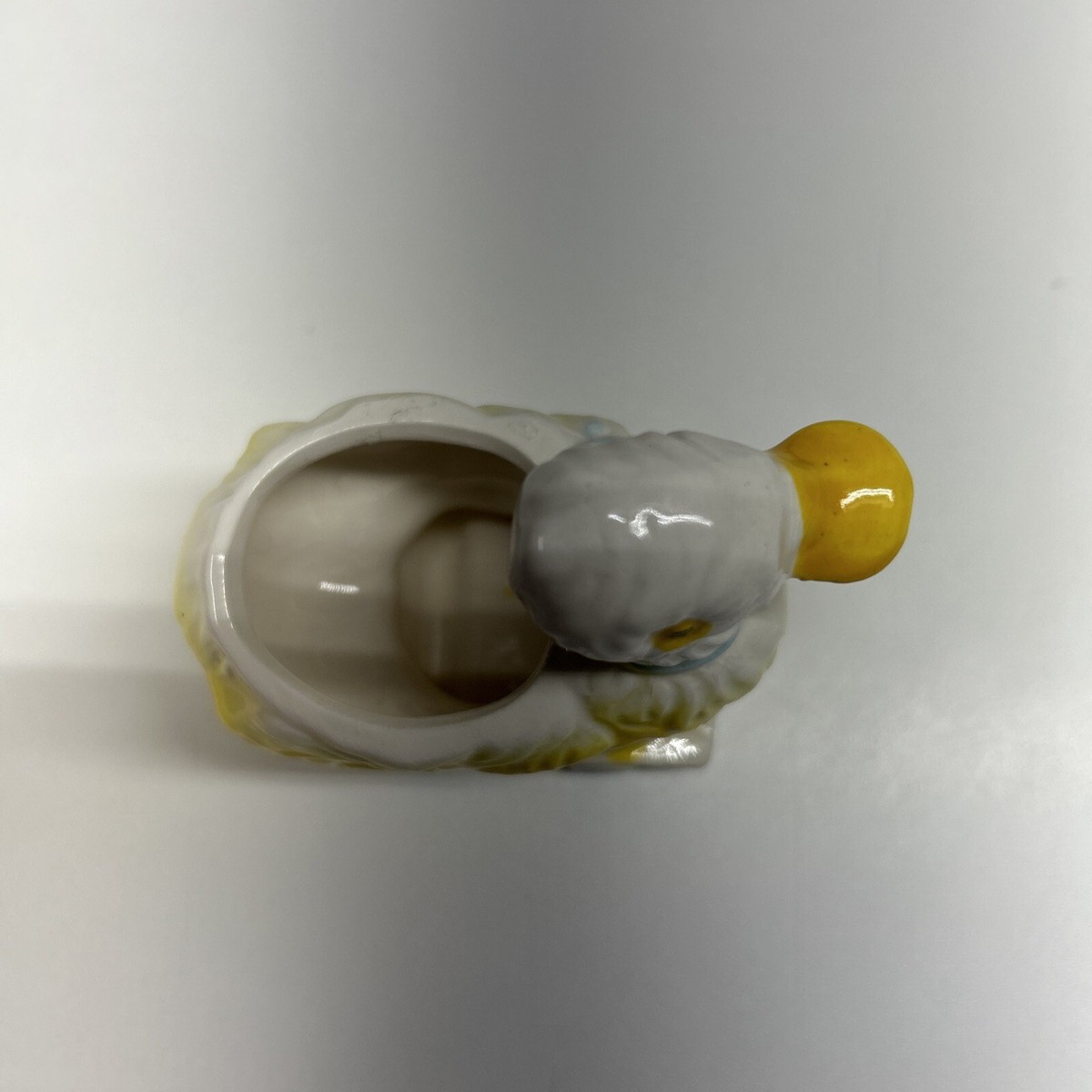 Vintage MCM 1962 Yellow White Duck Mini Planter Egg Cup Blue Vintage MCM 1962 Yellow White Duck Mini Planter Egg Cup Blue