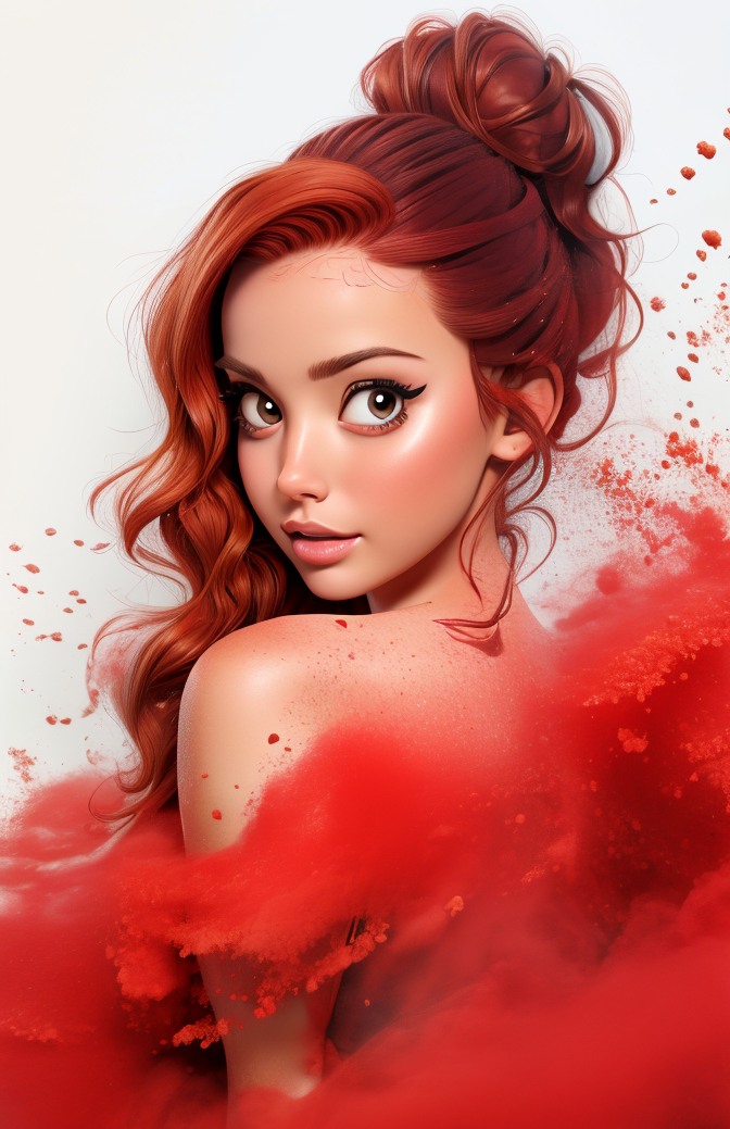 Naked Red-Haired Woman in Powder Cloud Sexy Ariel 11"x17" Poster Art