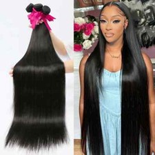 30 34 Inch Long Thick Bone Straight Natural 100 Human Hair Bundles 3/4 Pieces