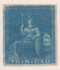 (F197-2) 1851-3 Trinidad 1d one penny  blue stamp MH (B) (UQ51)