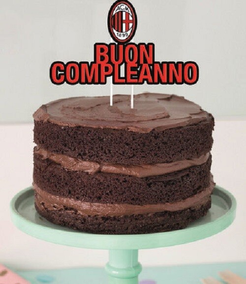 Decorazione per torta Buon Compleanno Milan 17x h 19 cm
