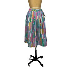 Vintage 80s Cotton Skirt Womens Small Deadstock Pastel 50s Style Pleated