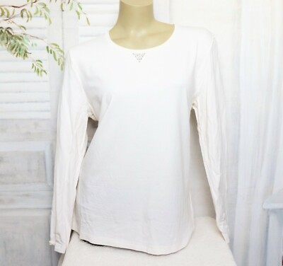 Creme Weißes Stooker Stretch Jersey Langarm Hemd T Shirt Ecru 3XL 48 50