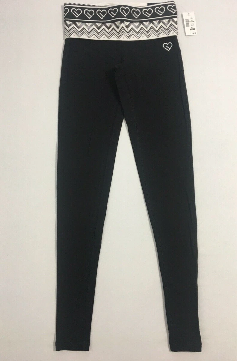 Aeropostale LLD Womens Yoga Pants Legging Black White Hearts