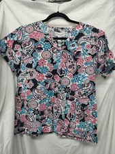 Women's Scrub Top, Short Sleeve, Brand Peaches Uniform, Size M, Multicolor