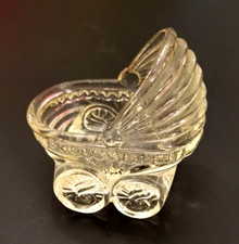 Vintage Glass Baby Carriage Buggy Pram 3.5x3" Very Hard to Find