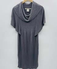 Max Studio Womens Size Medium Short Sleeve Cowl Neck Midi Sweater Dress in Gray