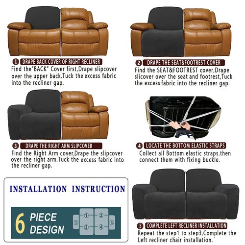 2 Seat Recliner Sofa Cover Armchair Sofa Couch Cover Loveseat Sofa Slipcover New - Picture 28 of 81
