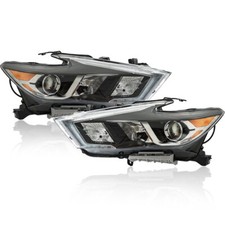 Pair For Nissan Maxima S/SL/SV 2016-2018 Black Headlights Assembly W/ LED DRL