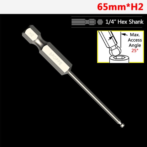 65/100/150mm Ball-End Hex Screwdriver Bit Set 1/4" Hex Shank H2.5 H3 H4 H5 H6 H8 - Picture 13 of 30