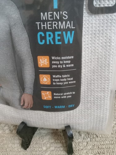 Fruit Of The Loom Mens Thermal Shirt Dual Defense Size Medium Gray Crew NEW - Picture 5 of 12