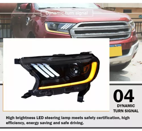 2X Per Ford Ranger 2015-2019 Gruppo Fari LED Doppio Faro Proiettore Lente - Foto 20 di 23