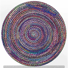 Natural Braided Round Cotton Chindi Area Rag Rug Floors Woven Rug Handmade Rugs