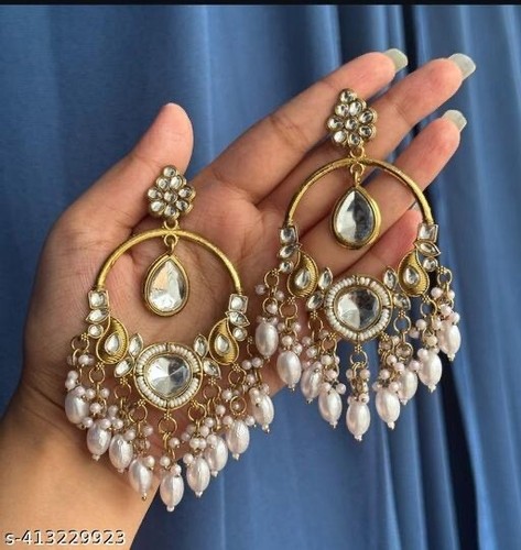 Pendientes Plata Bollywood India Paquistaní Joyería Tradicional Jhumka Mujer - Imagen 4 de 4